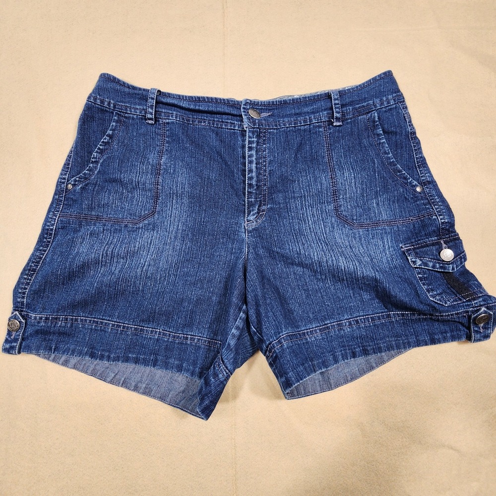 Gloria Vanderbilt Jean Shorts Women 14 Blue Cargo Pocket Denim Casual